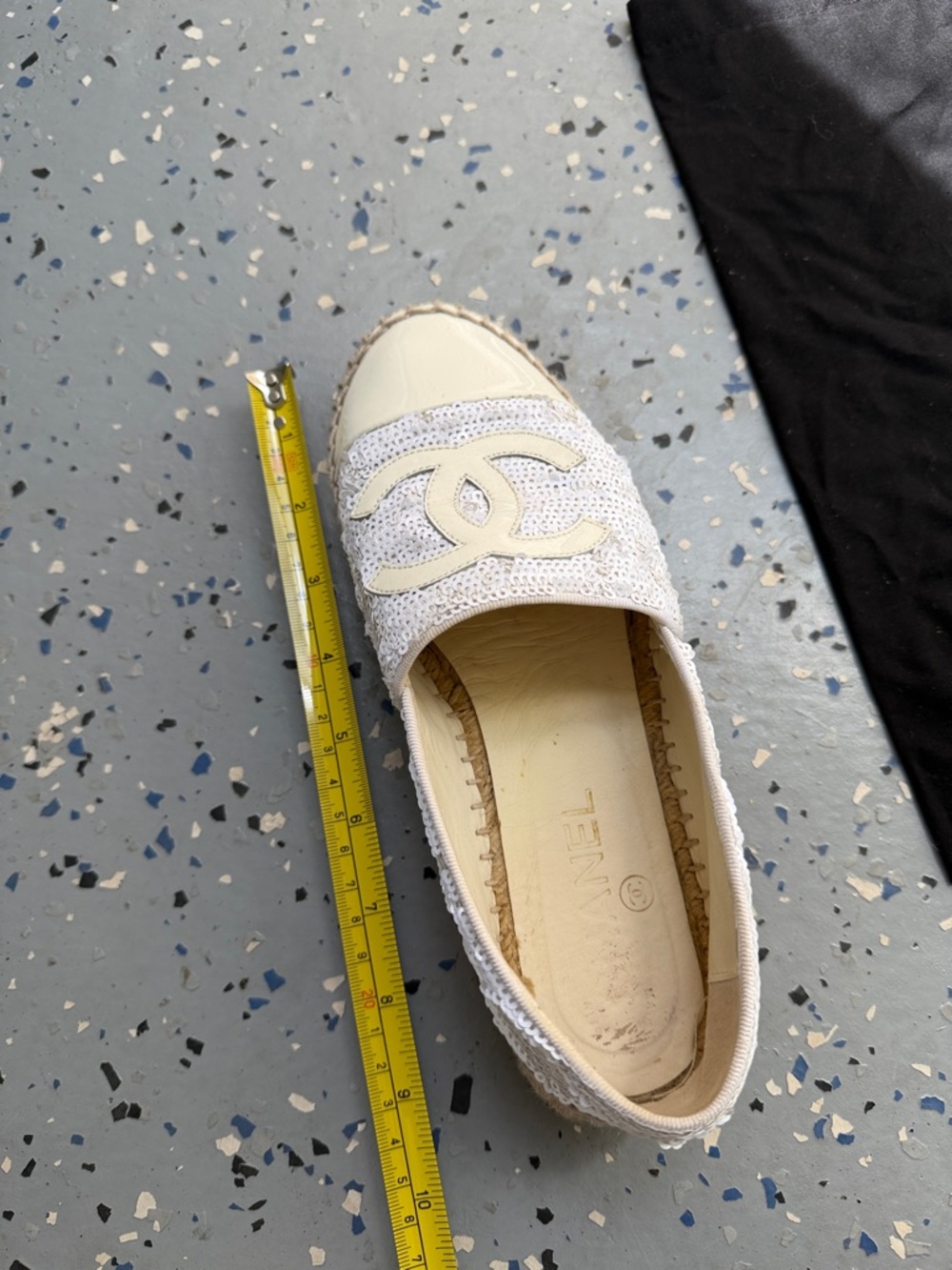 CHANEL Cream and White Sequined Espadrille Flats - Picture 14 of 14